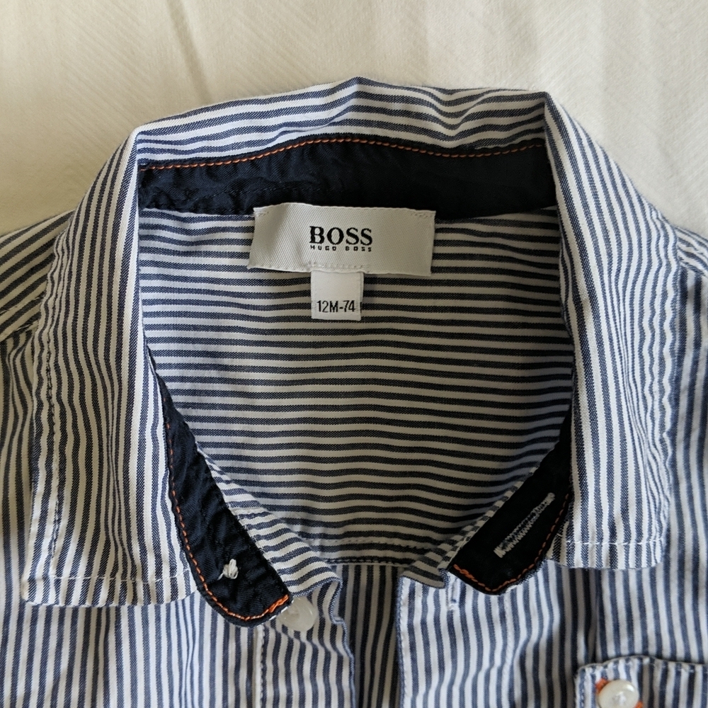 Hugo Boss striped collared button down dress shirt 12 months baby boy - Picture 2 of 7
